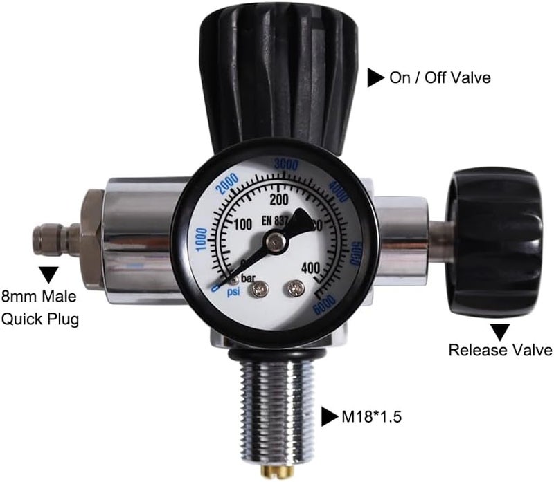 TUXING 6000PSI High Pressure PCP Paintball Fill Station, 6000PSI Gauge, Stainless Steel Valve HPA CO2 Tank DIN Charging System (M18*1.5) - Image 2